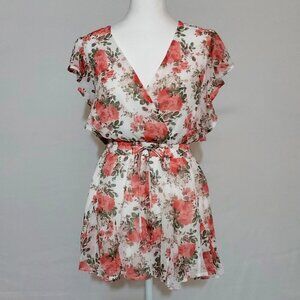 Trixxi Pink and White Floral Romper for Women – Size X-Small NWOT